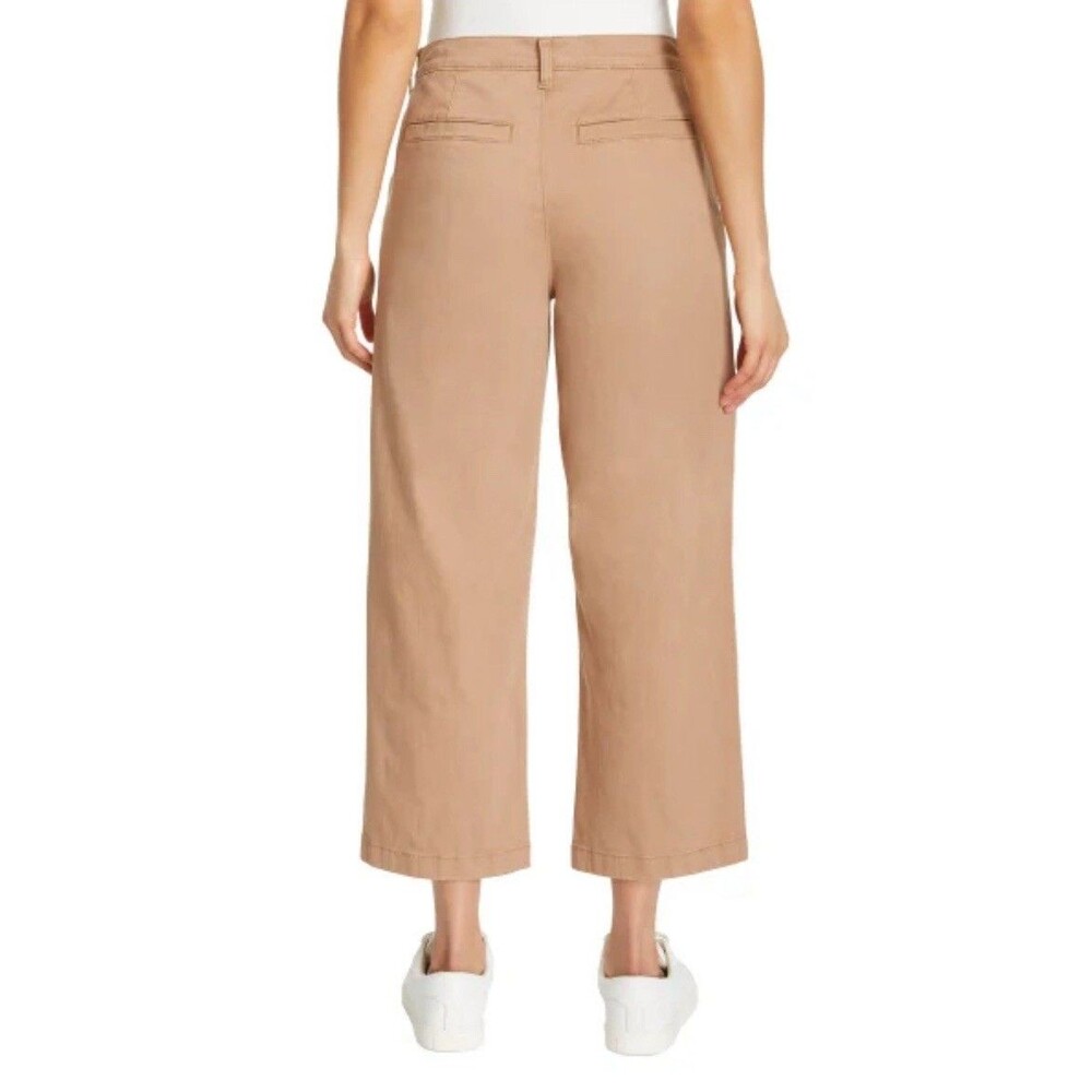 Ella Moss Womens Pants Brown Cropped Wide Leg Pockets High-Rise Belt Loops Sz 6 - Picture 2 of 16
